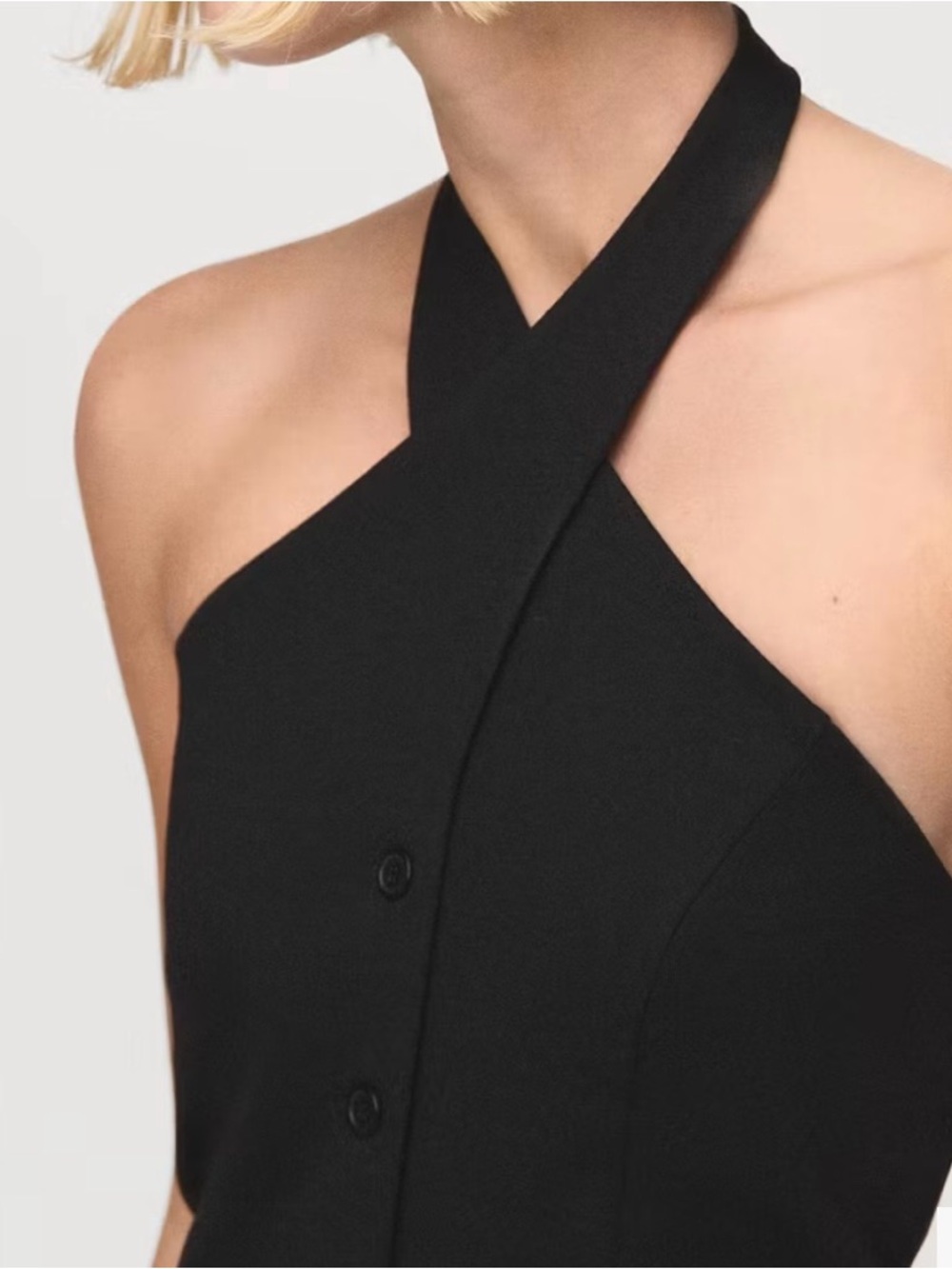 Mango Black Cross-Neck Halter Top